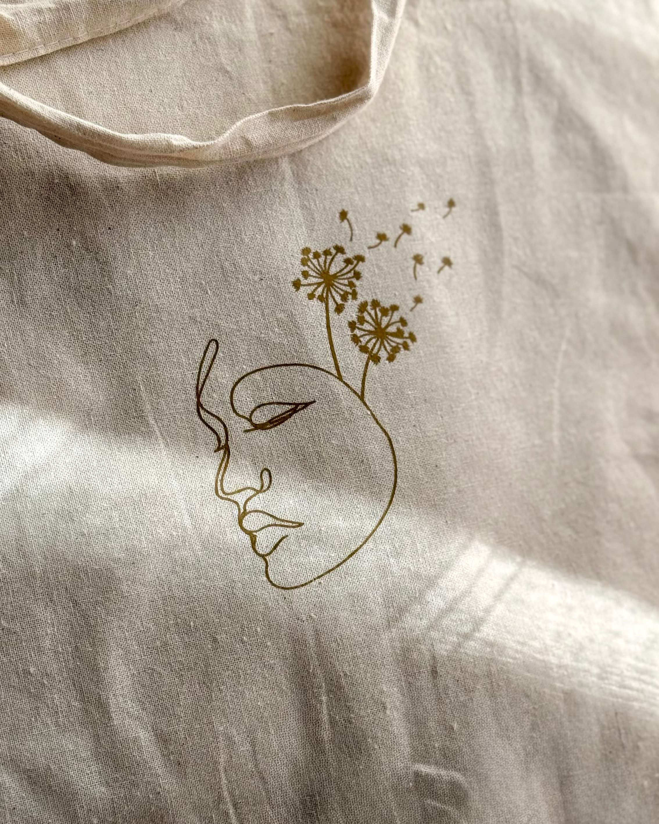 Borsa in cotone con volto di donna